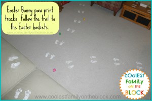 Easter bunny paw prints trail