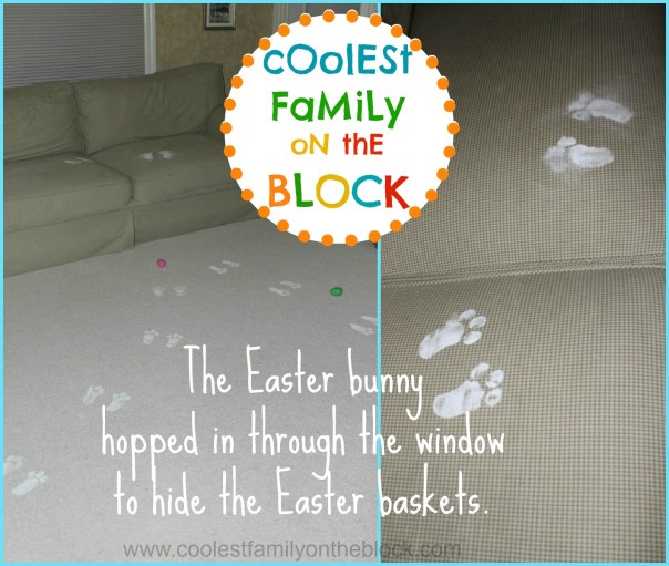 Easter bunny paw prints trail