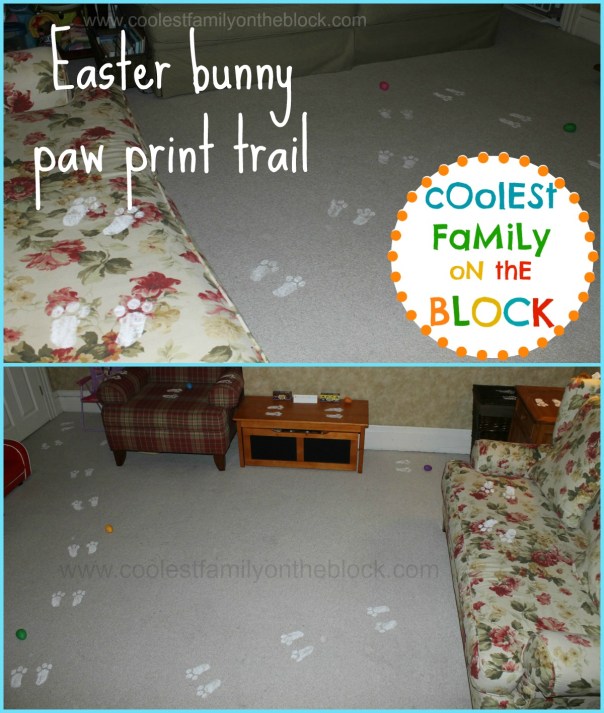 Easter bunny paw prints trail